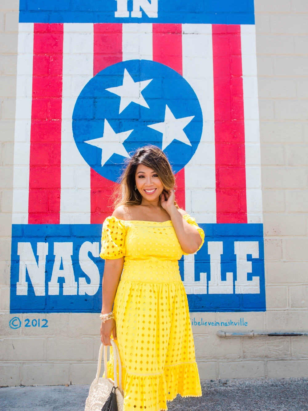 Donna Morgan Bright Yellow Eyelet Midi Dress